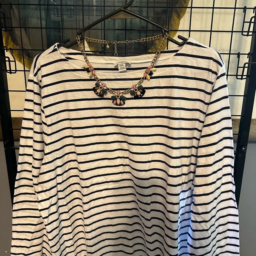 J. Crew White and Black Striped Top xxl - Picture 4 of 4
